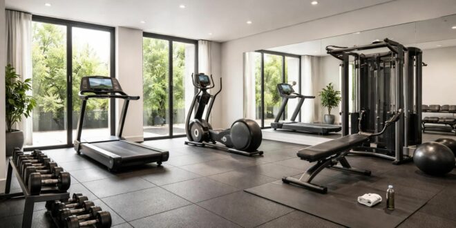 découvrez comment installer une salle de sport à domicile avec des équipements technogym de qualité et un sol spécialement conçu pour absorber les chocs, pour un entraînement sûr et efficace.